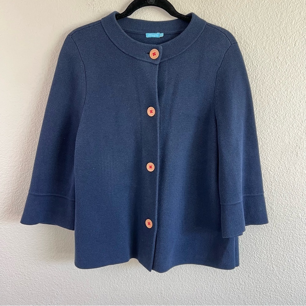 J. McLaughlin‎ Women’s Navy Cotton Blend Button Down Cardigan